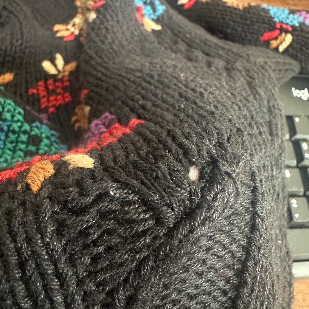 Vintage Black Whimsygoth Chunky Grannycore Sweater Sz Medium‎ - Picture 8 of 9